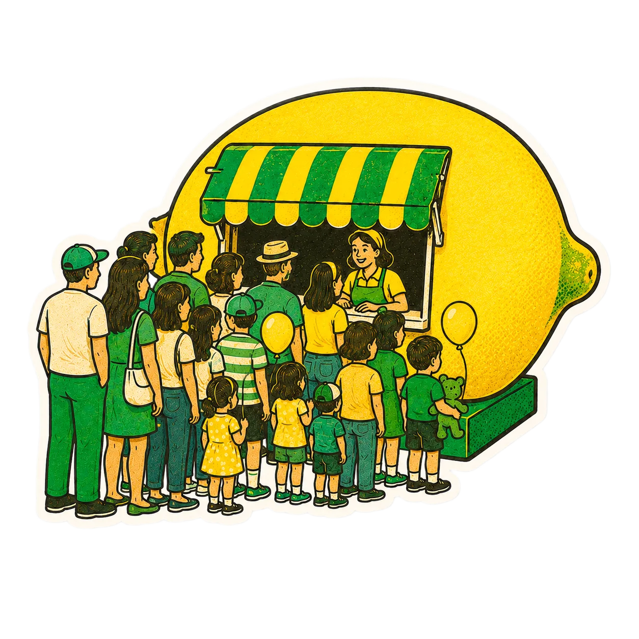 Crowd lined up at the Mary C's Big Lemon stand at an event